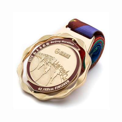 Wholesale gold zinc alloy marathon sports medal with best quality fiesta trophy blank custom 3d metal medal