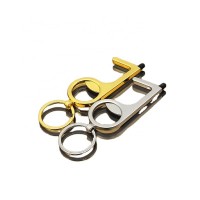 Metal Keychain Factory Multi Tool No Touch Key Chains Custom Logo Brass Hands Free Door Opener Keychains